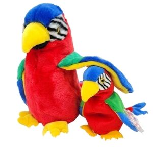 Ty Beanie Baby Buddy Plush Jabber Parrot Set Multicolored Stuffed Animal